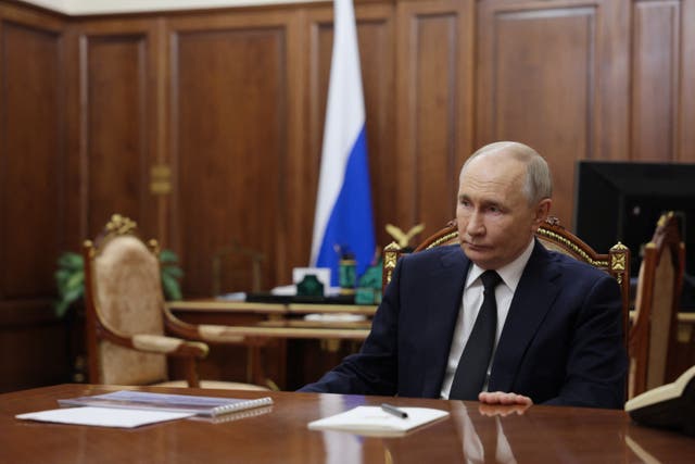 <p>Russia's President Vladimir Putin at the Kremlin in Moscow</p>
