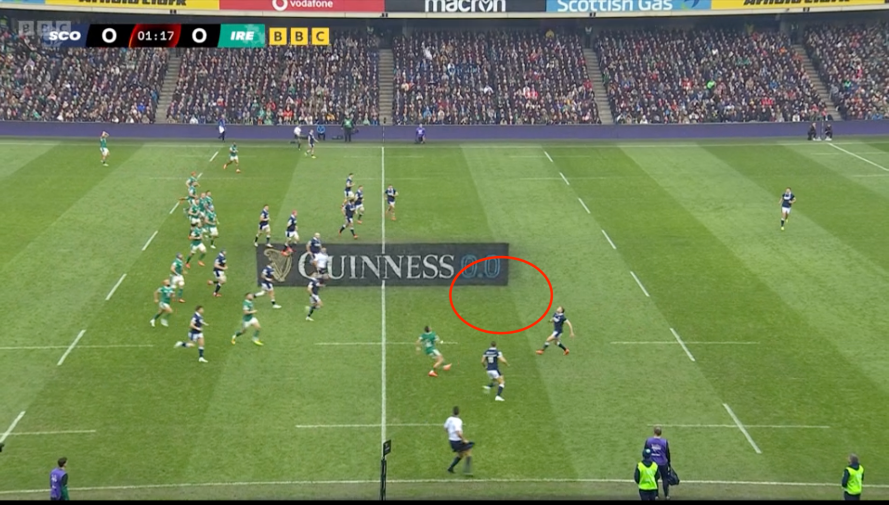 ...and the fly half puts it right on the money, allowing Calvin Nash to contest without breaking stride