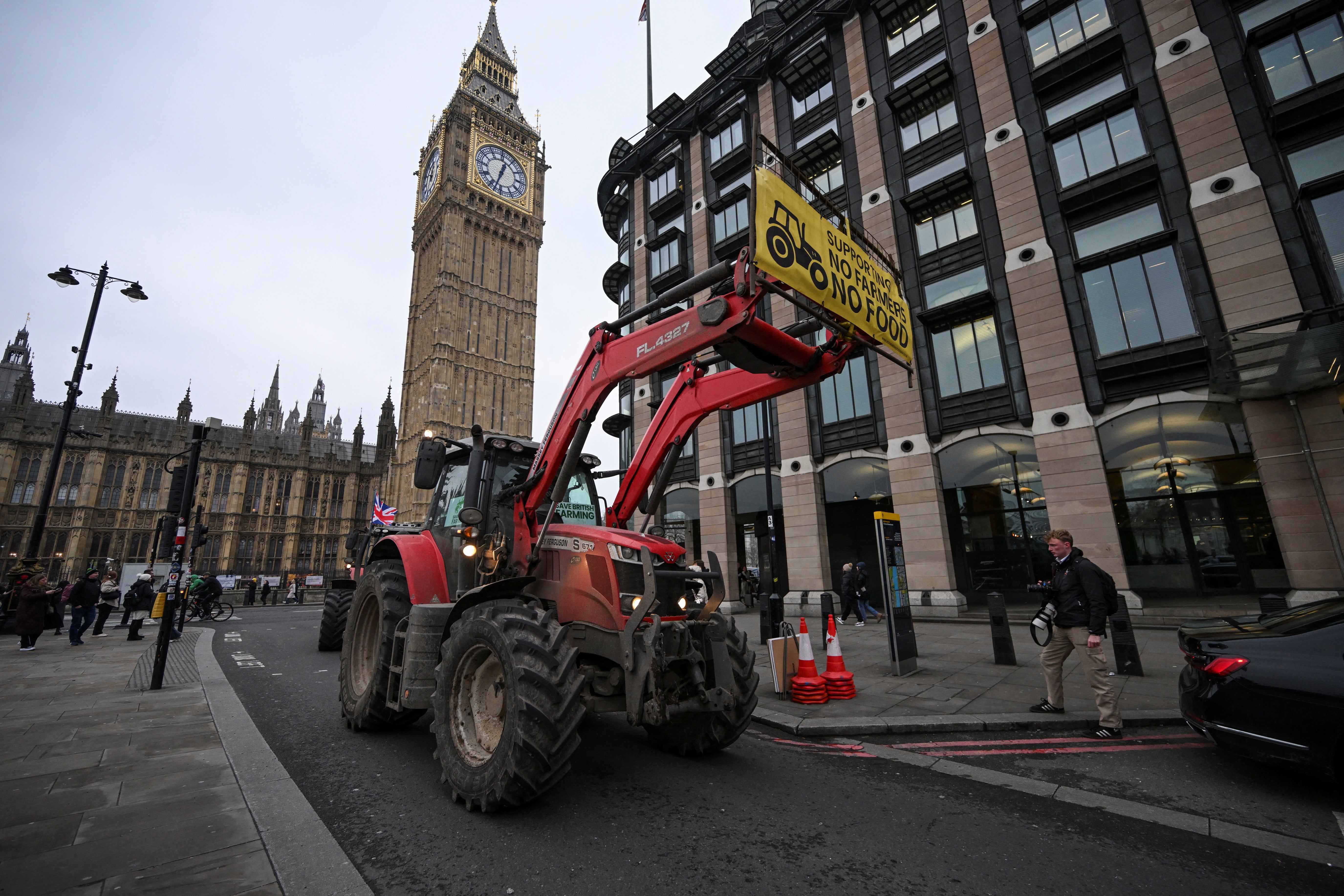 <p>UK farmers protest in London in February </p>