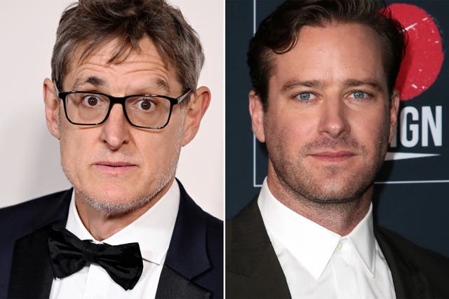 <p>Louis Theroux and Armie Hammer, who has made on appearance on Theroux’s Spotify podcast</p>