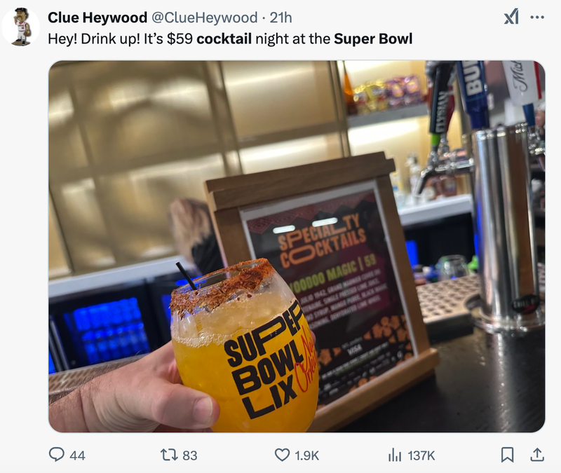 Super Bowl 2025 goers rattled by sky-high cocktail prices