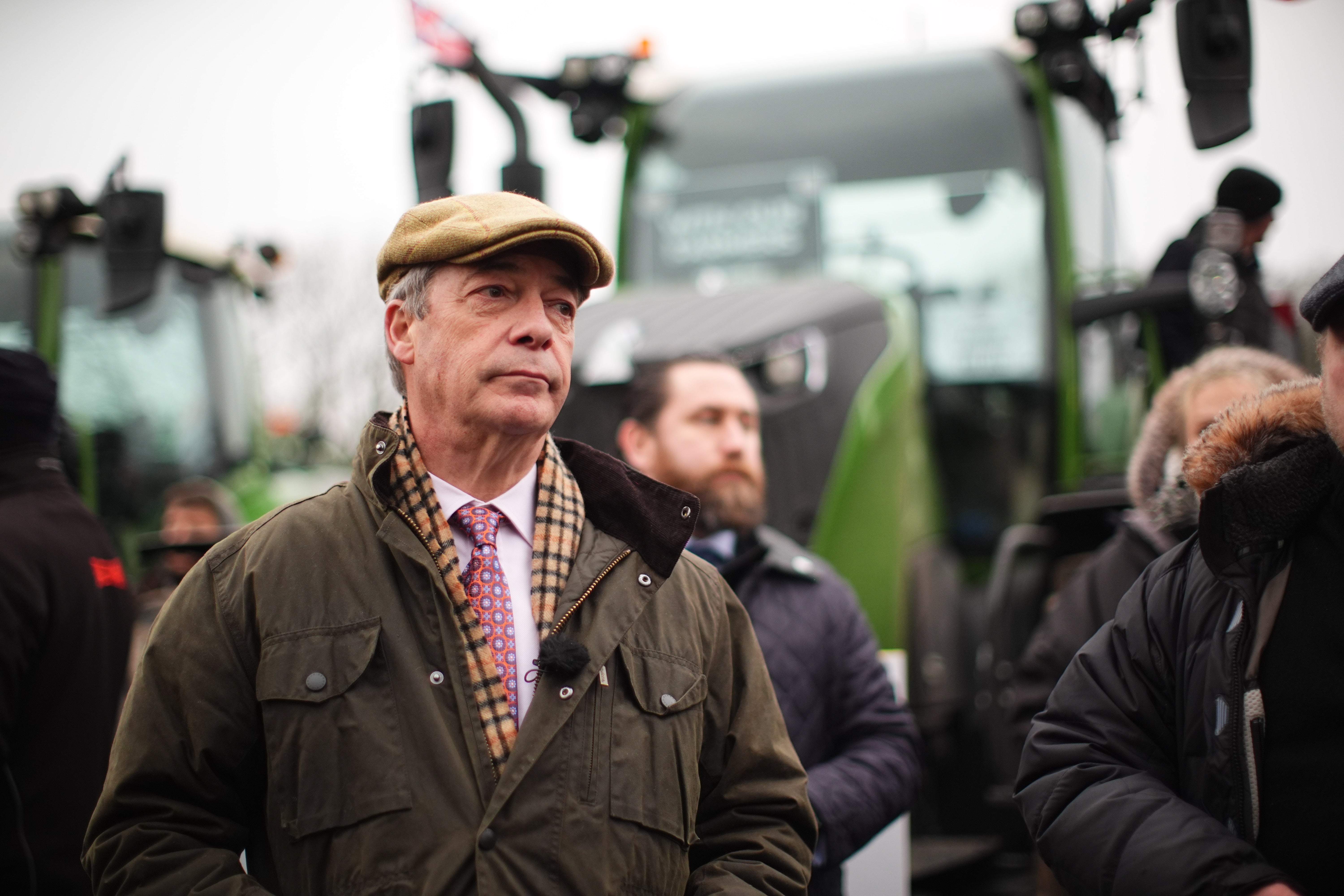 Farage joins farmers at Belmont Farm in north London, ahead of a protest in Westminster