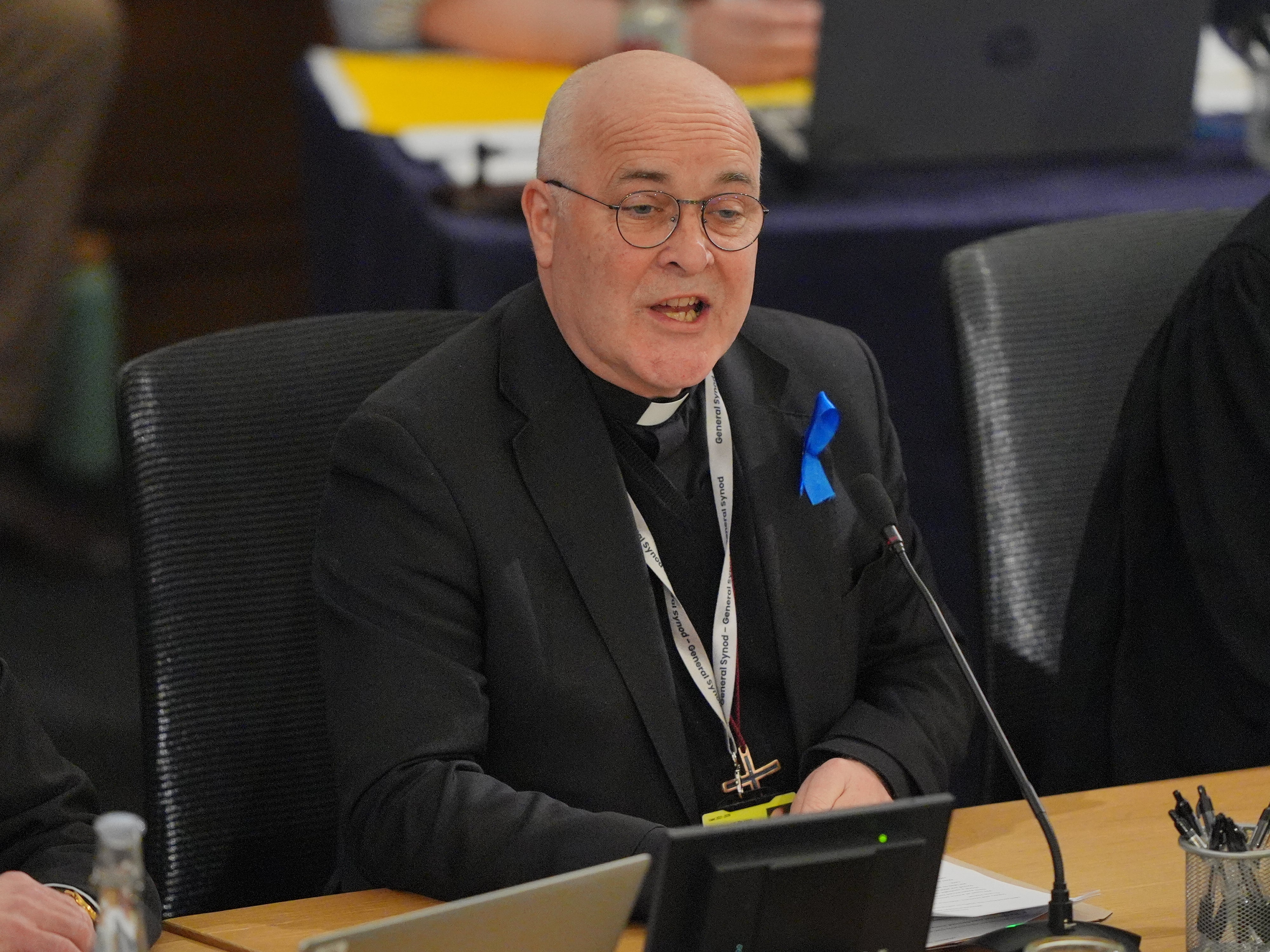 The Archbishop of York Stephen Cottrell giving opening remarks on the first day of the Church of England's General Synod, also known as its parliament, at Church House in central London.