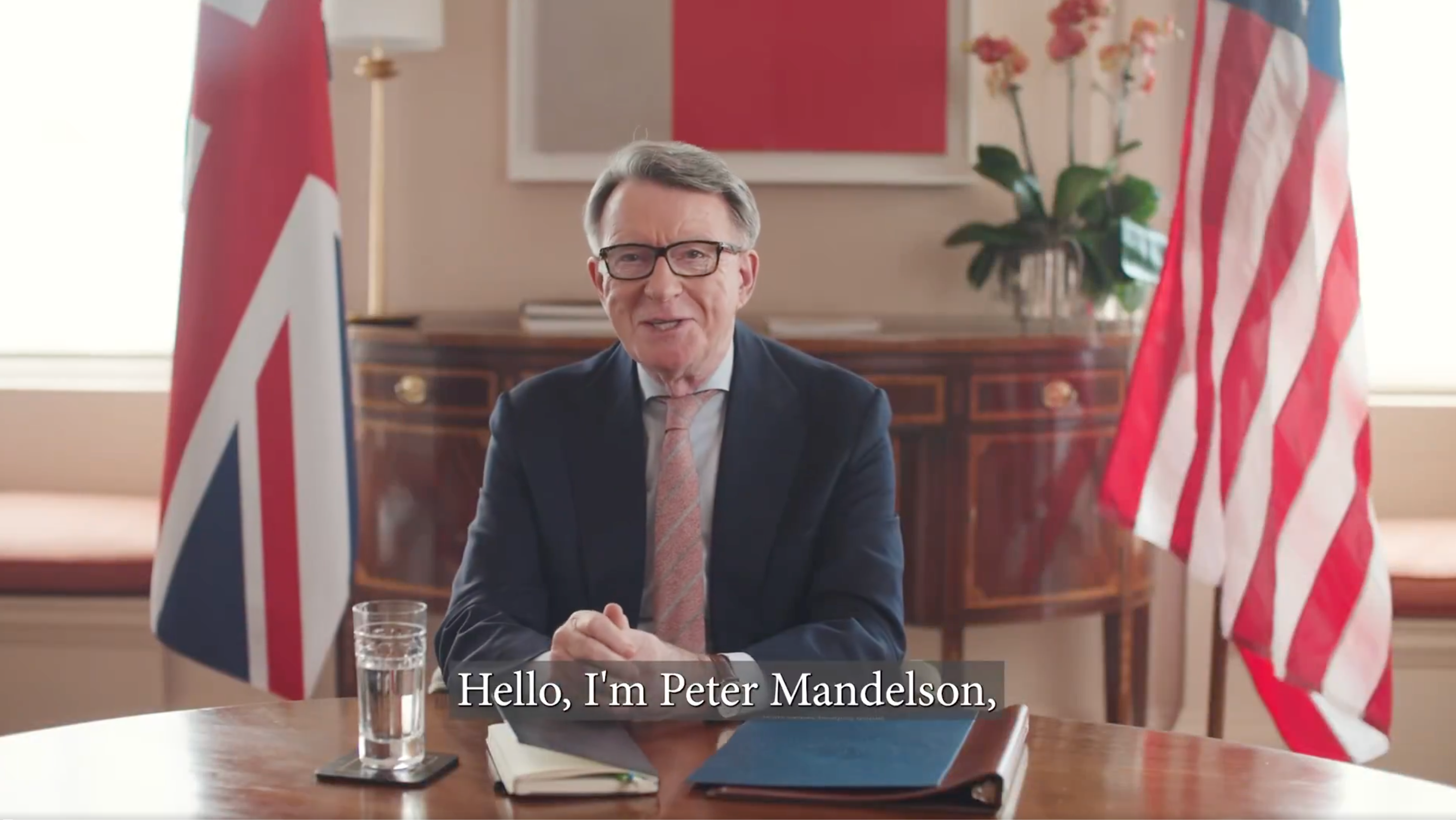 <p>Peter Mandelson has issued a three-minute video, introducing himself as Britain’s new ambassador</p>
