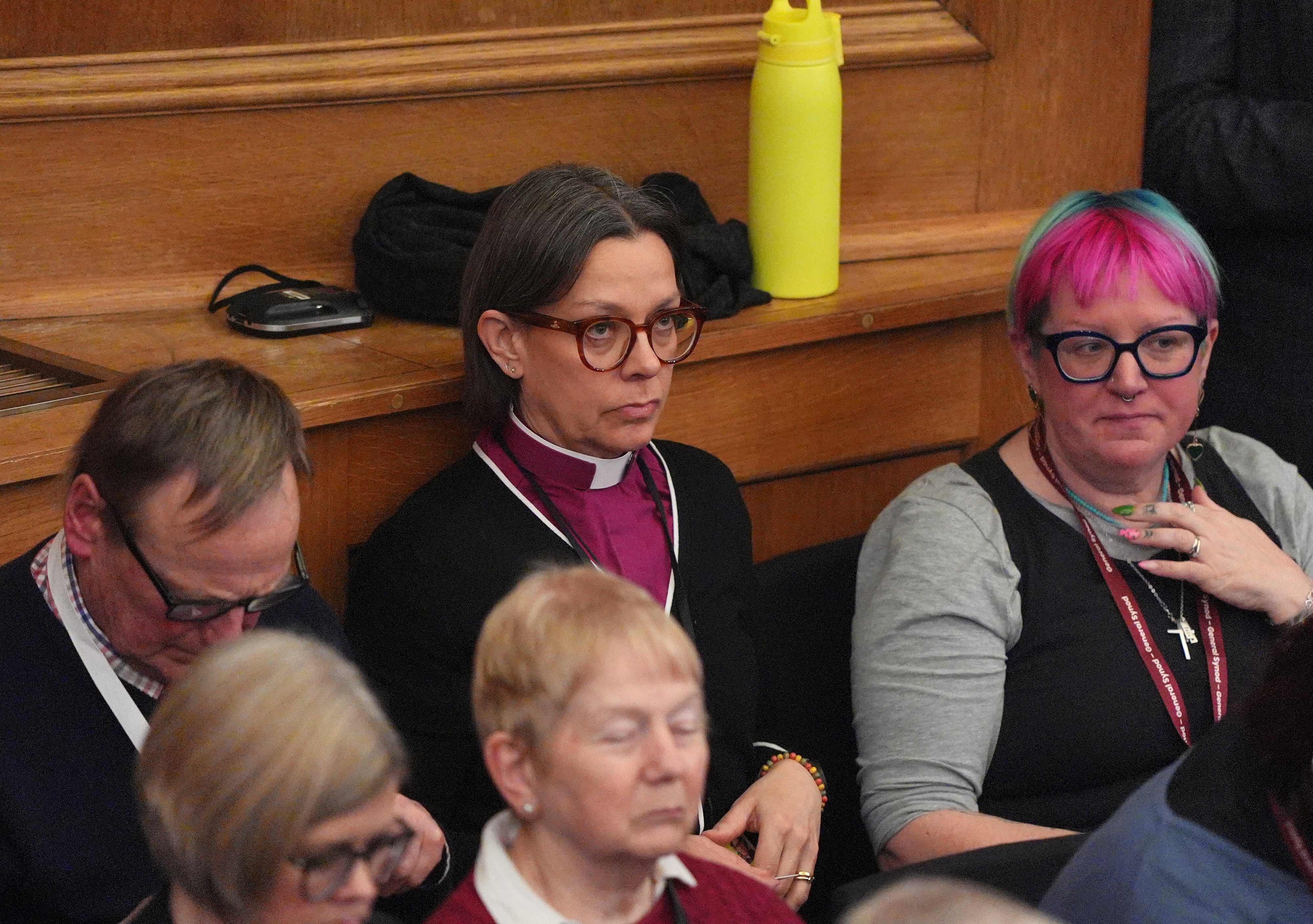 The Bishop of Newcastle Helen-Ann Hartley (centre) has publicly criticised the Archbishop of York