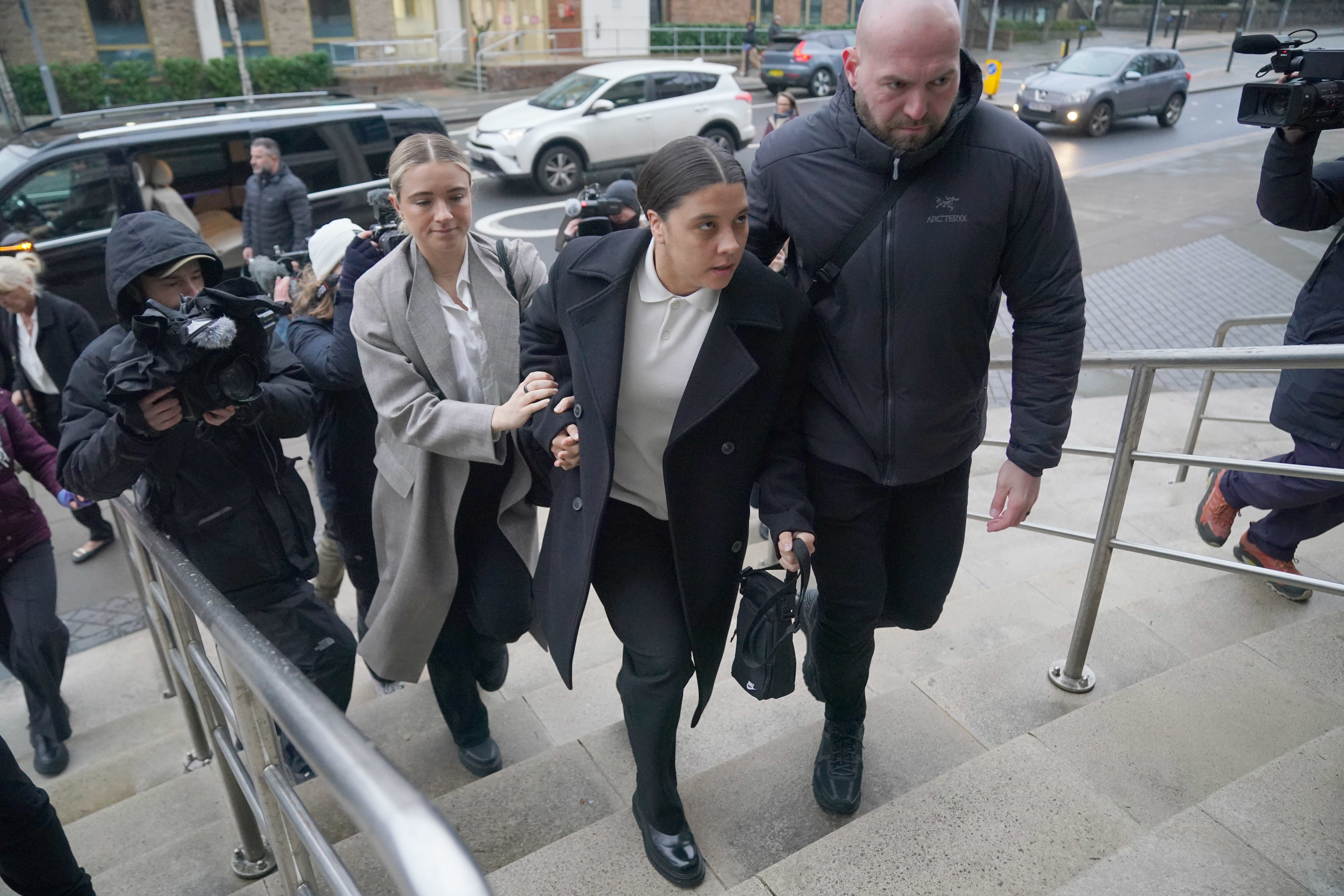 Chelsea and Australia striker Sam Kerr arrives wither partner Kristie Mewis at the court (Jonathan Brady/PA)