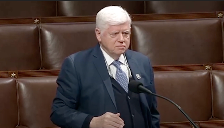 Democratic representative John Larson froze in the middle of giving a speech on the House floor on Monday