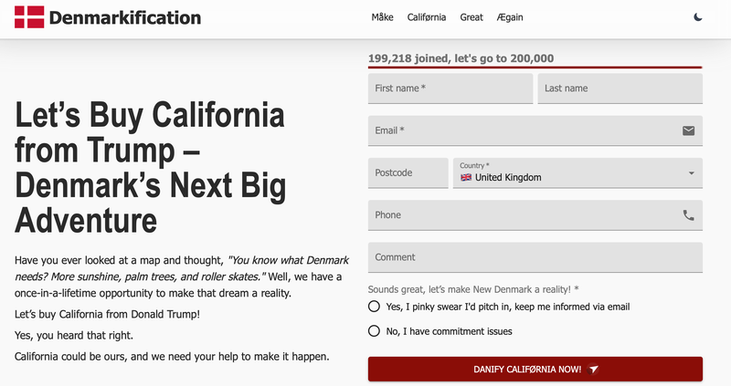 Danish petition supporting plan to buy California ‘reaches 200,000 signatures’