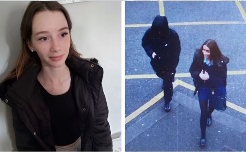 Desperate search for schoolgirl last seen walking with hooded figure