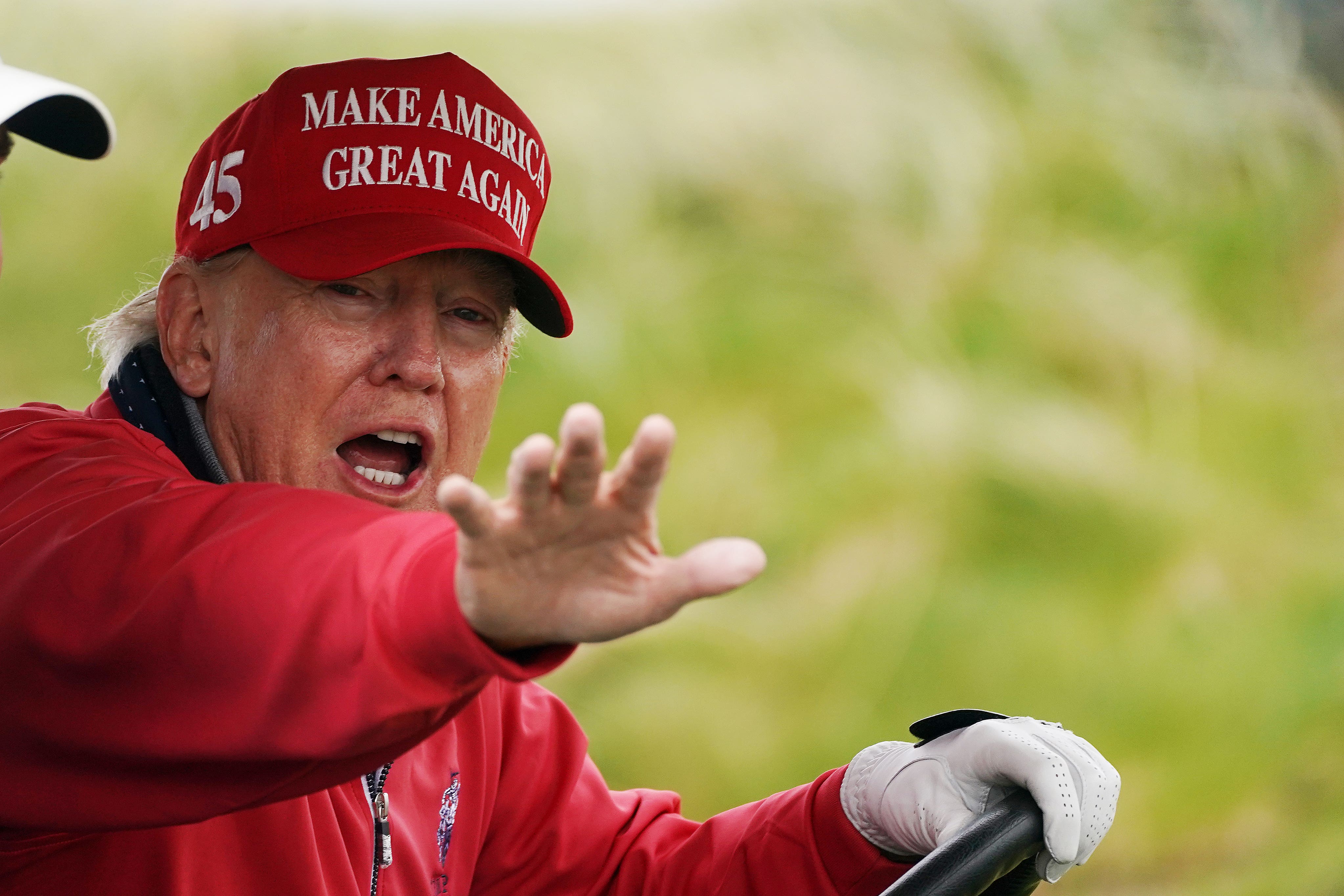 Donald Trump at his Irish golfcourse, Doonbeg (Brian Lawless/PA)
