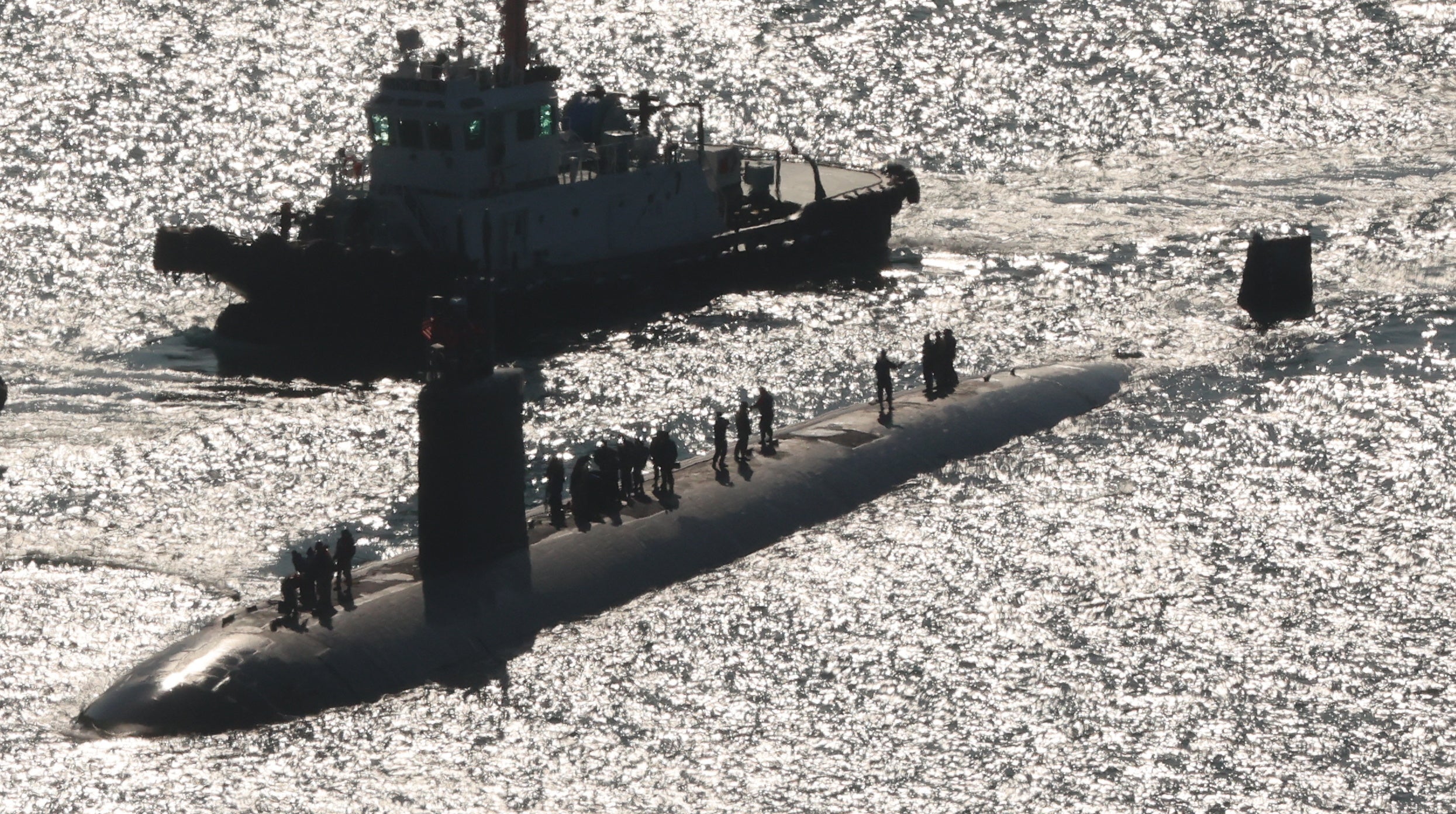 USS Alexandria docks at a naval base in Busan, South Korea