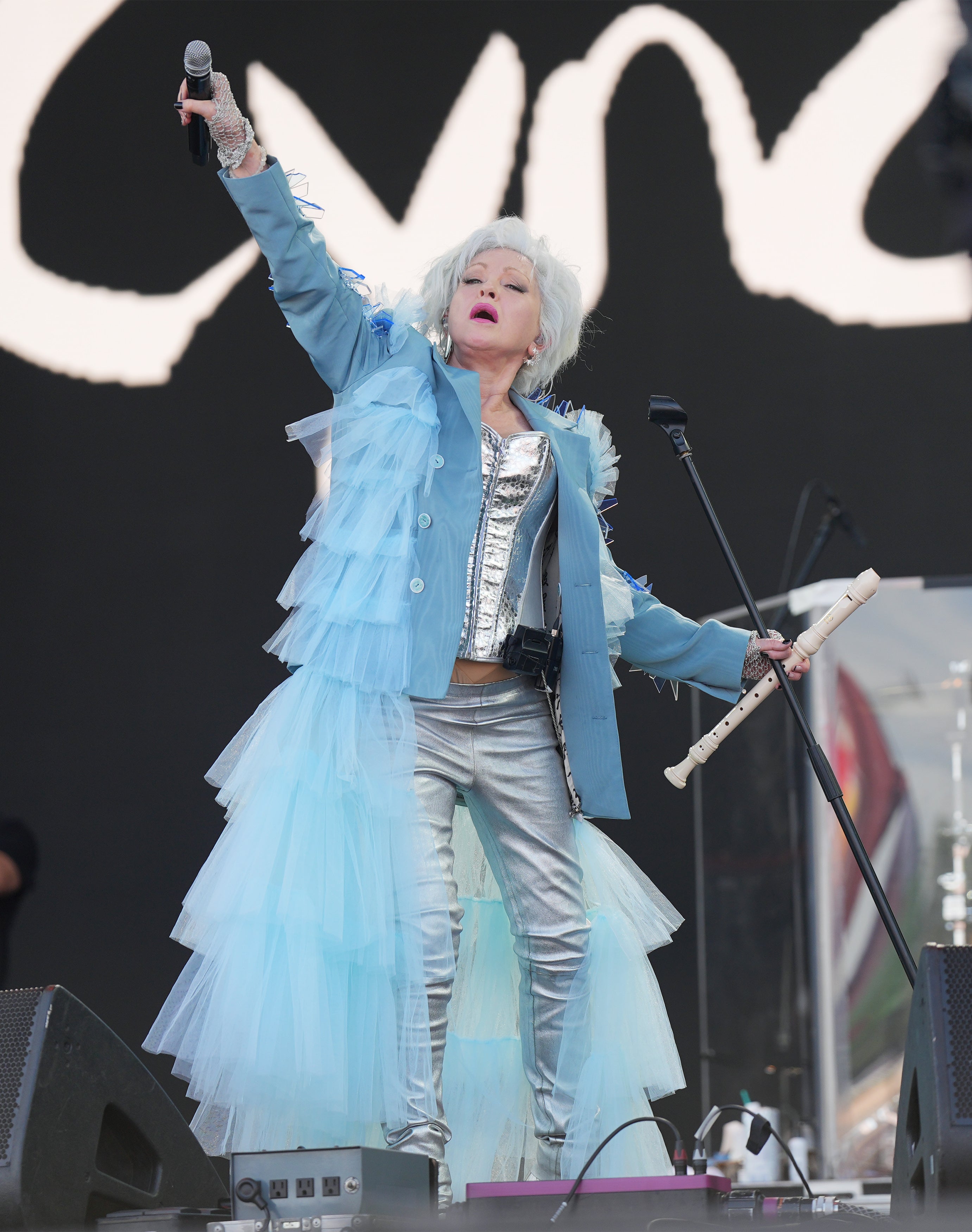 Cyndi Lauper on the Pyramid Stage at the 2024 Glastonbury Festival