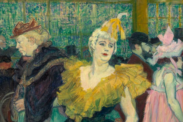 <p>Clowning around: Toulouse-Lautrec’s ‘The Clown Cha-U-Kao’ (1895), showing a faux-Chinese nightclub performer arm-in-arm with her girlfriend</p>