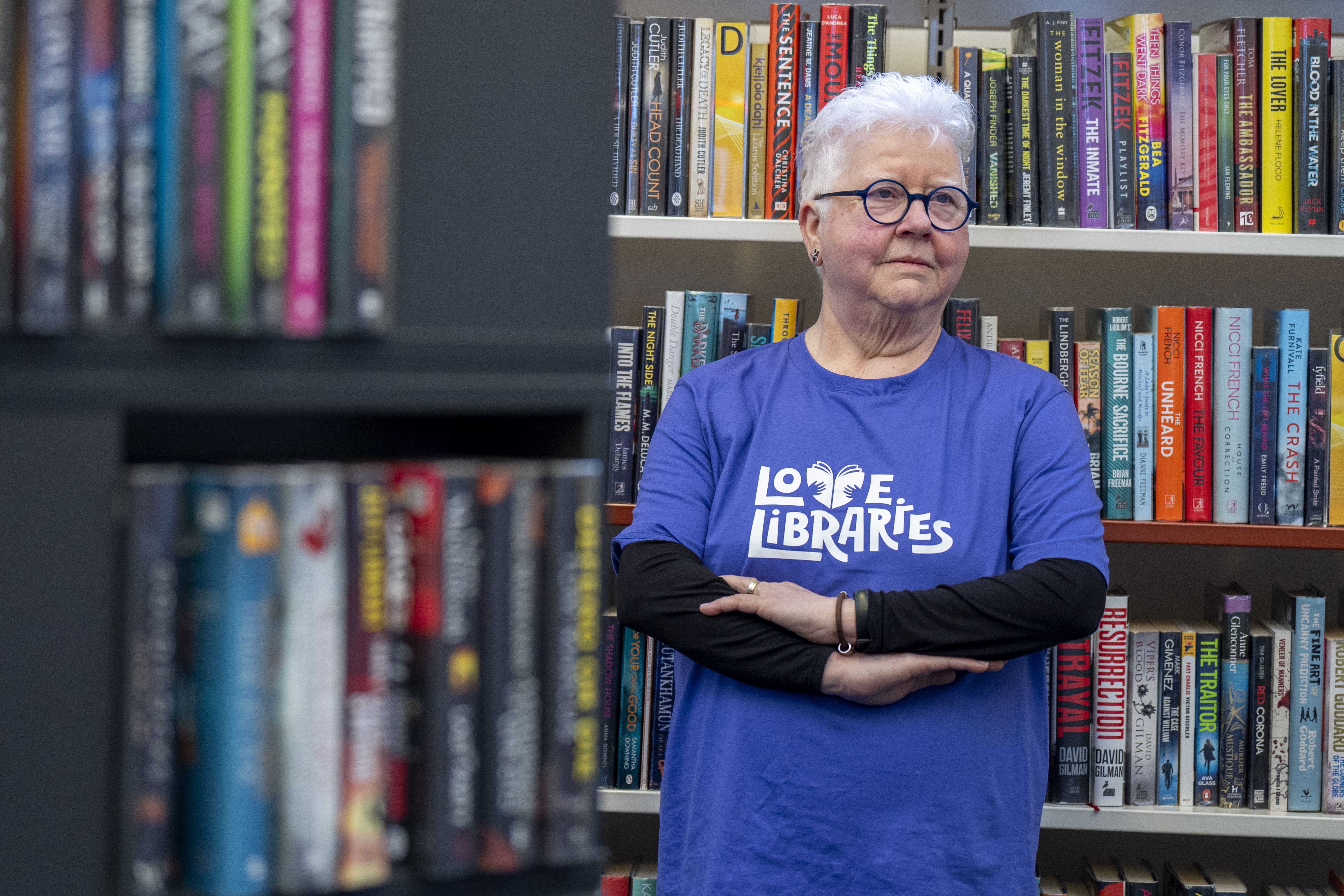 Crime writer Val McDermid returned to her childhood library ahead of the start of the Love Libraries campaign (Jane Barlow/PA)