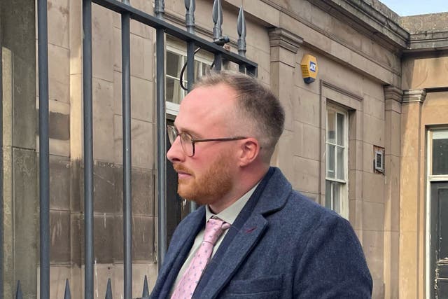 Former West Mercia Police officer Oliver Dines leaving Worcester Crown Court (PA)