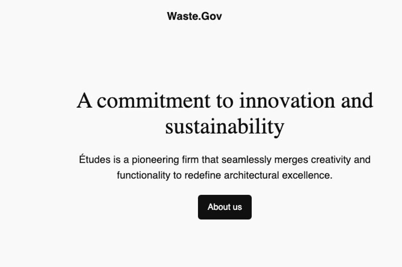 Trump website monitoring ‘government waste’ is a placeholder about a made-up architectural firm