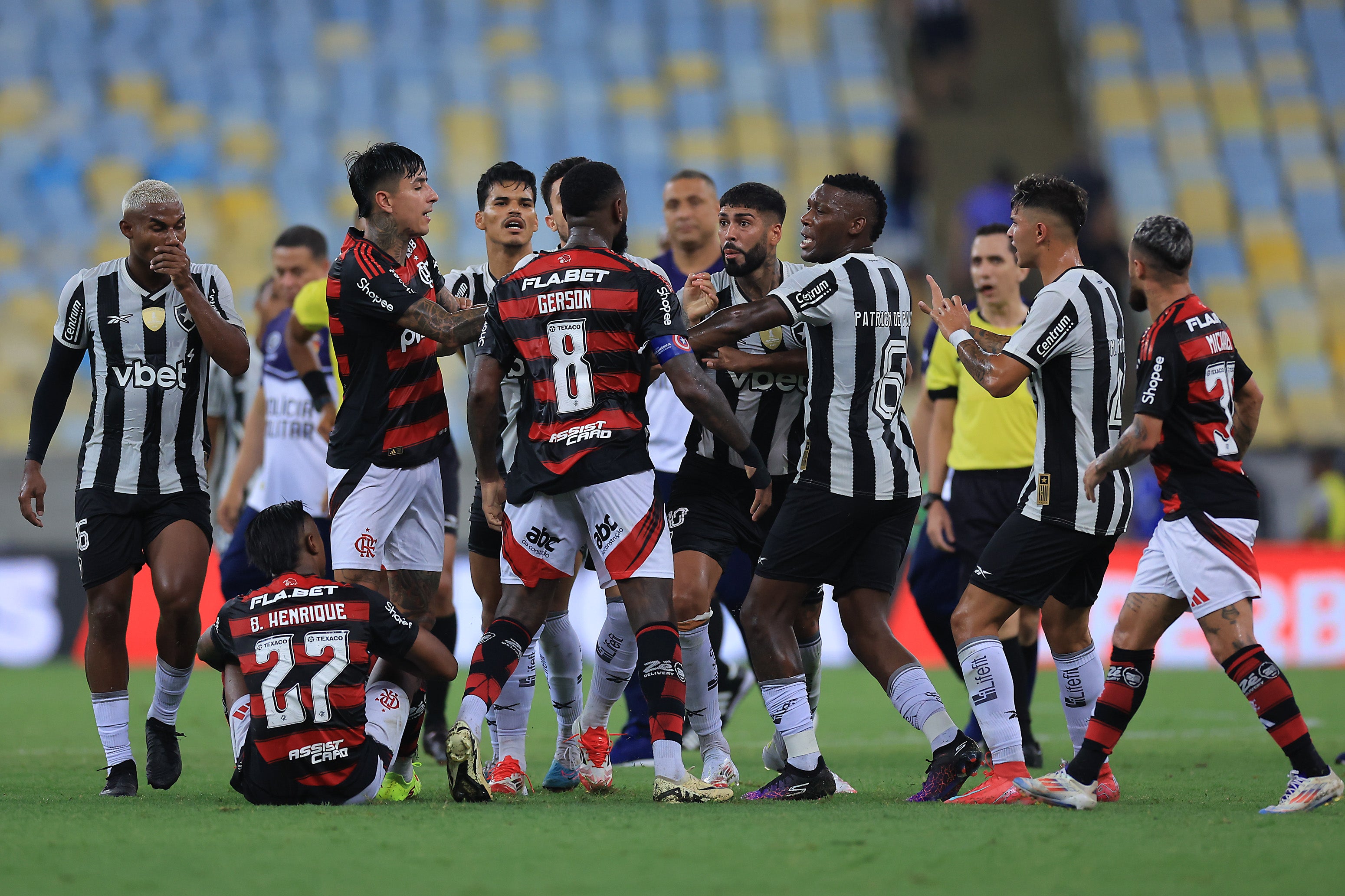 The brawl came at the end of a heated derby