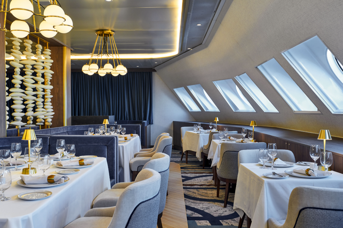 Ocean-inspired decor has been added to Wind Surf's dining room