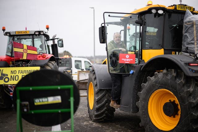 Farmers stage a demonstration during Prime Minister Sir Keir Starmer’s visit to Buckinghamshire