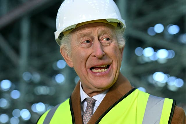 King Charles visits the SEaH wind turbine plant on Teesside (Oli Scarff/PA)