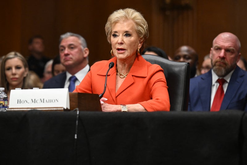 Wrestler Triple H sitting behind Linda McMahon at hearing delights social media: ‘I guess she brought her own security’