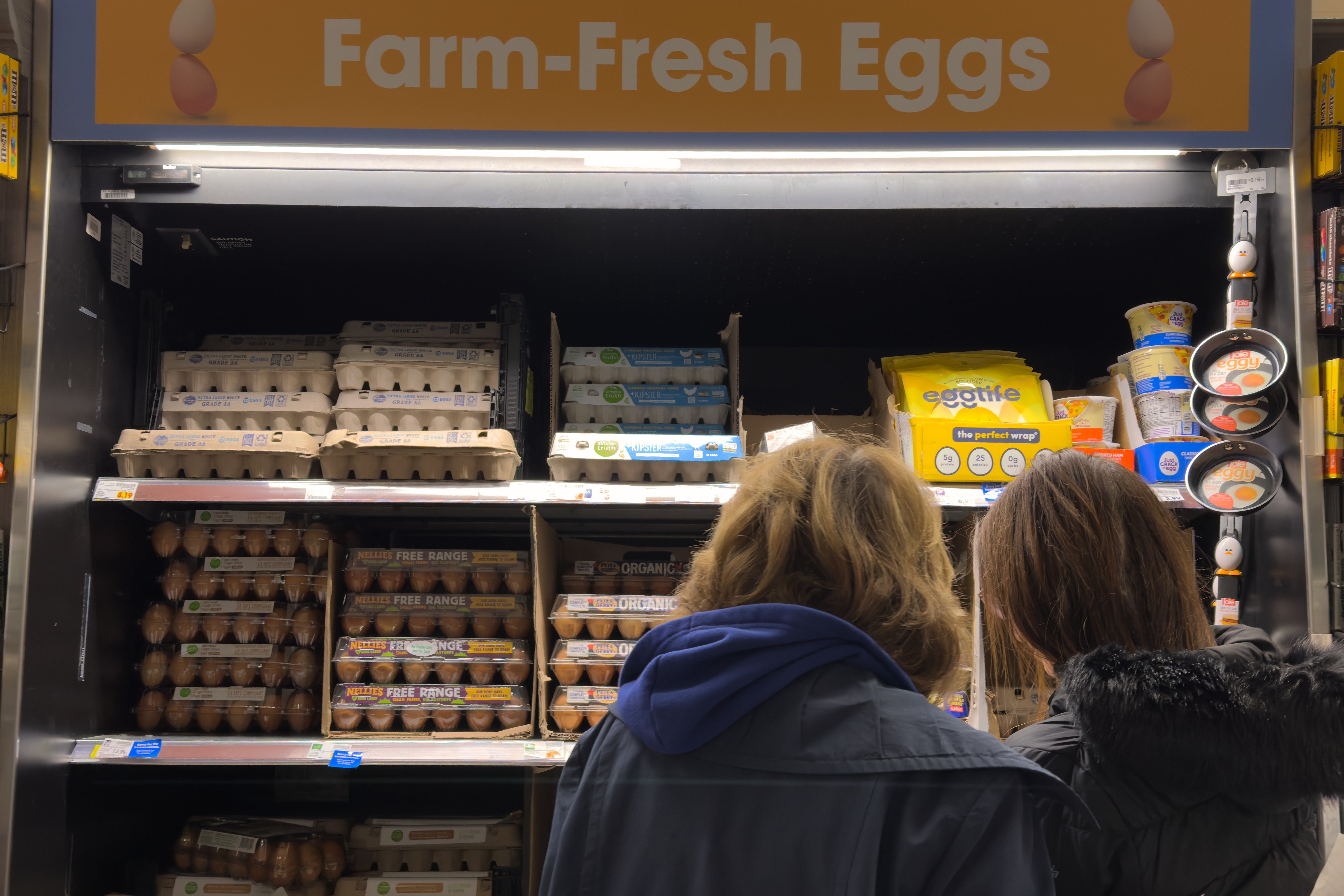 Egg prices hit an all-time high in January at nearly $5 per carton for one dozen Grade A eggs