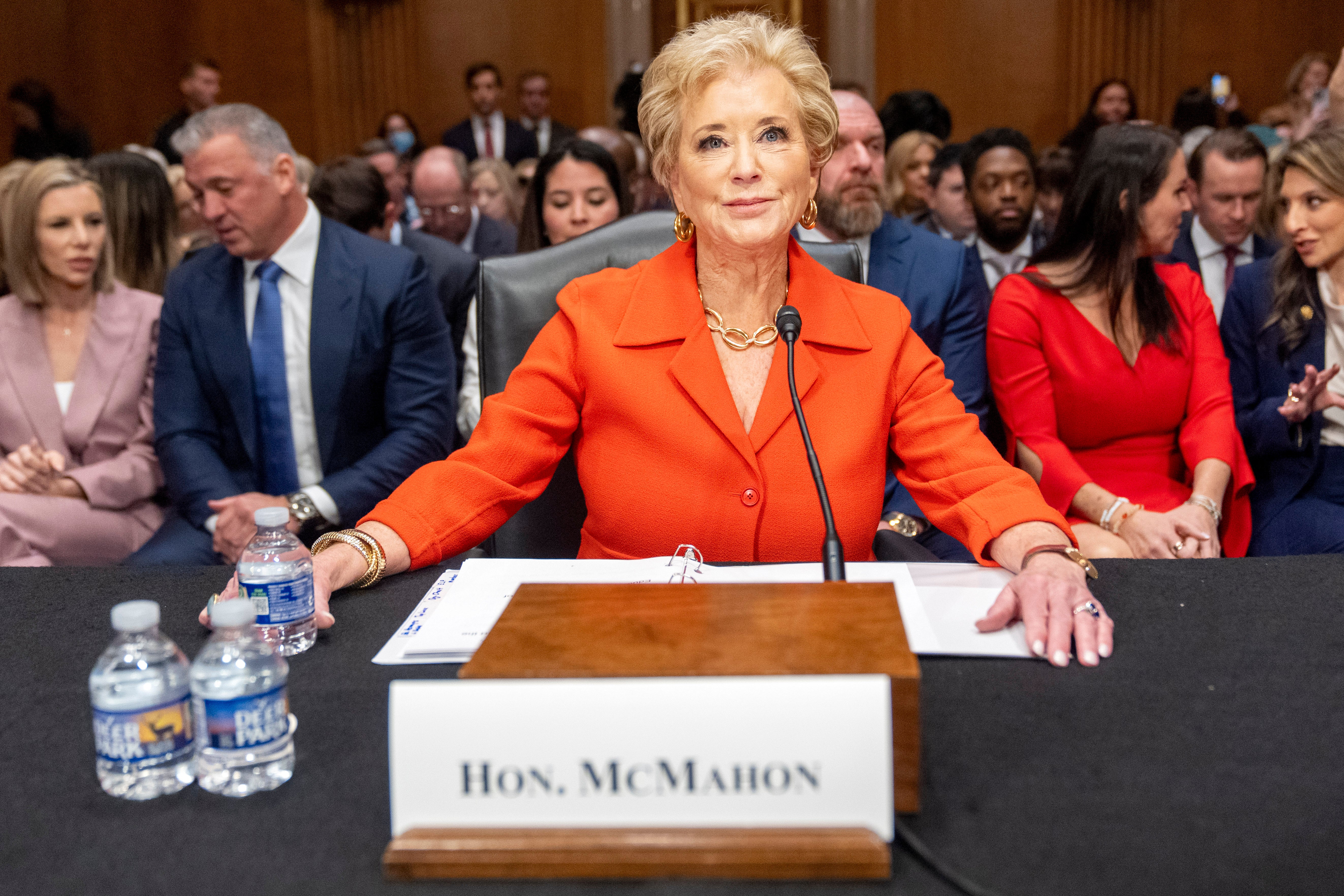 McMahon, pictured during her Senate confirmation hearing last month, said she plans to ‘eliminate bureaucratic bloat’ at the department