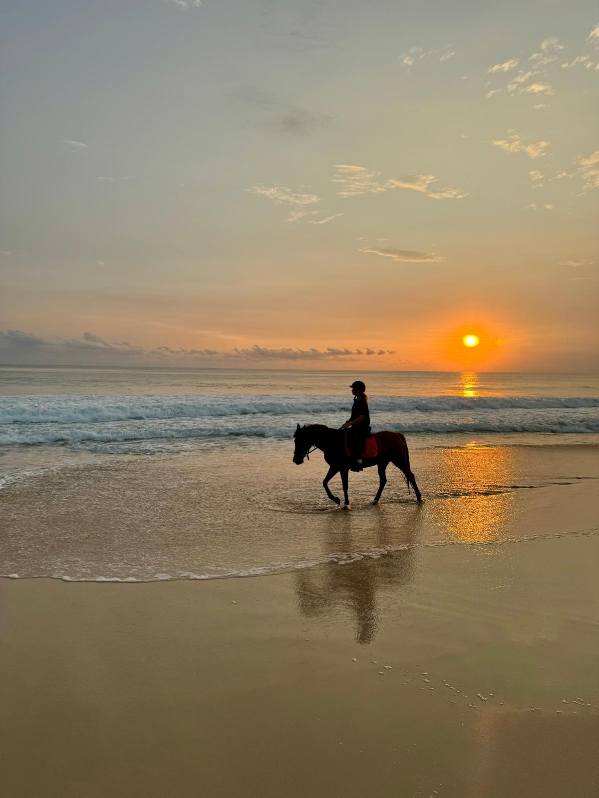 Beach ride at sunset