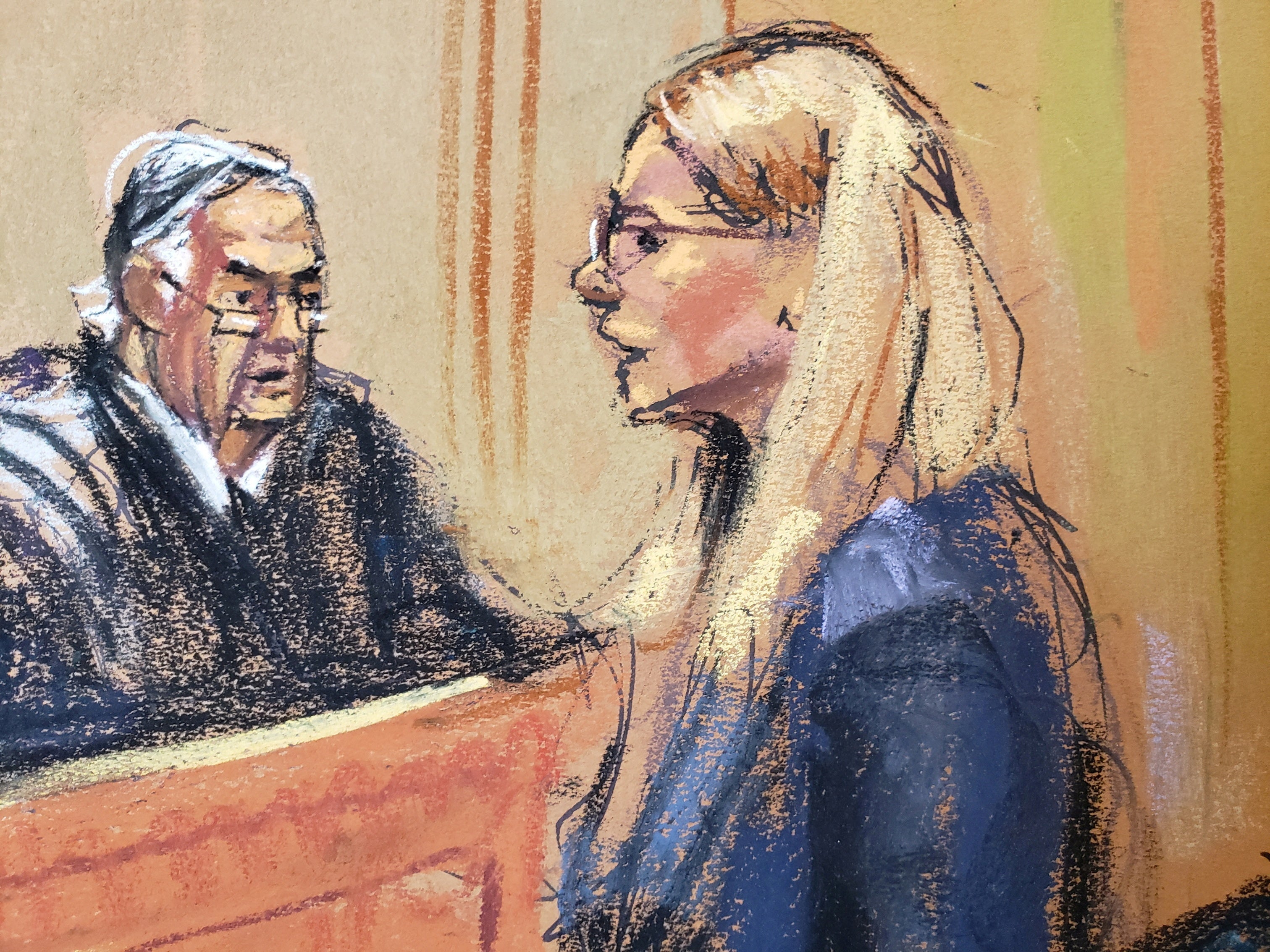 Danielle Sassoon depicted in a courtroom sketch