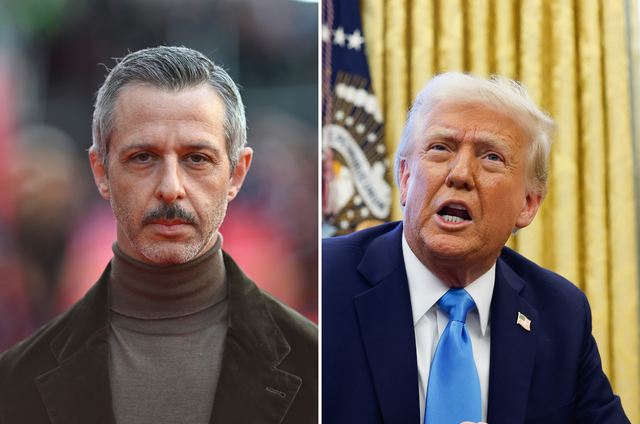 <p>Jeremy Strong and Donald Trump</p>