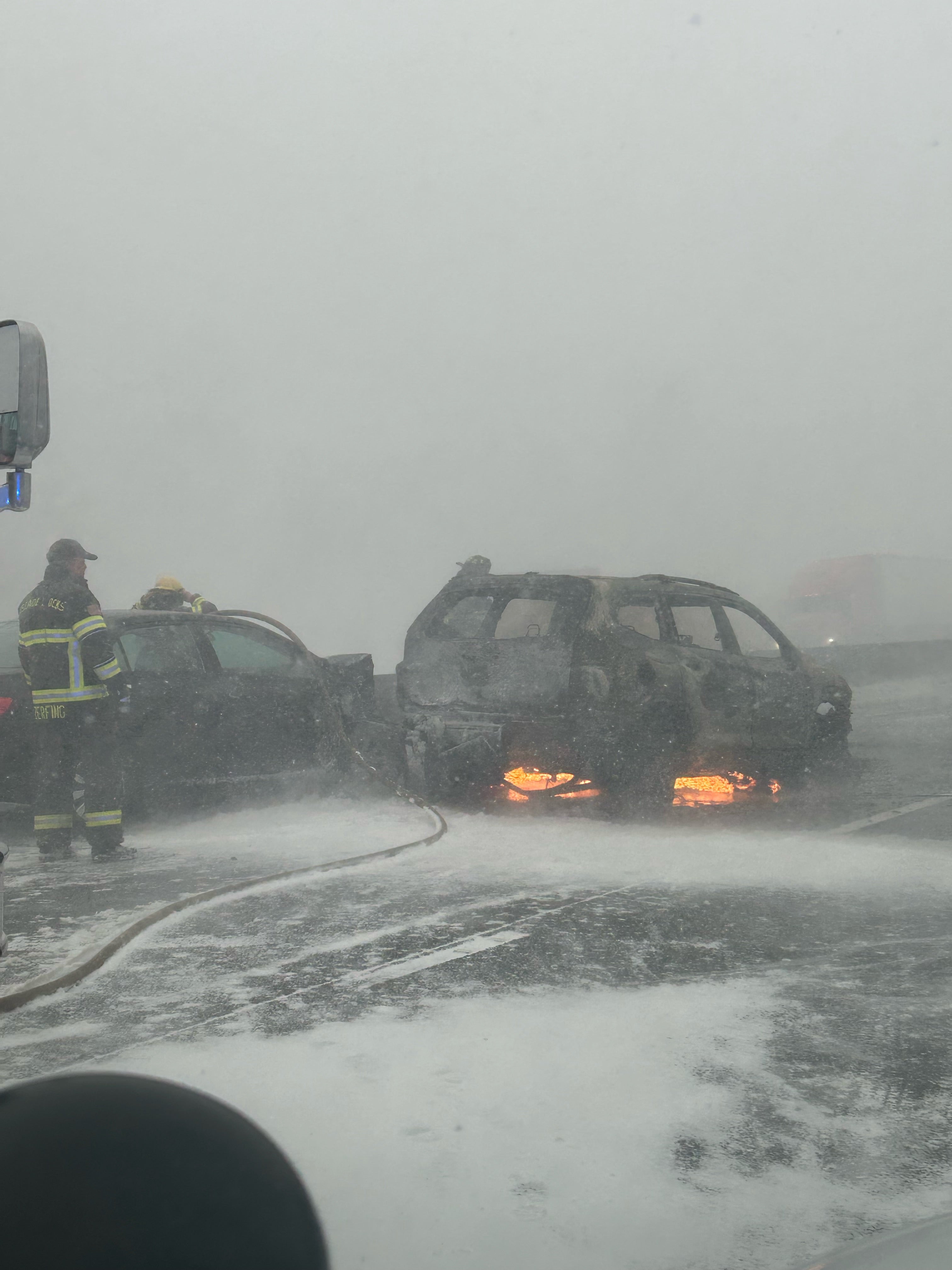 Whiteout conditions have caused a 30-car pile-up on Oregon’s I-84