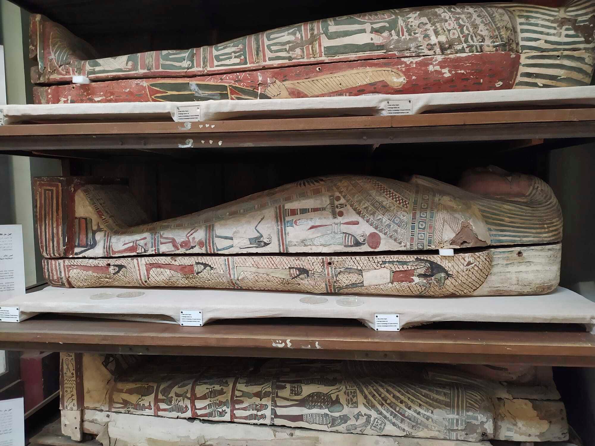 Some of the mummies at the museum in Cairo