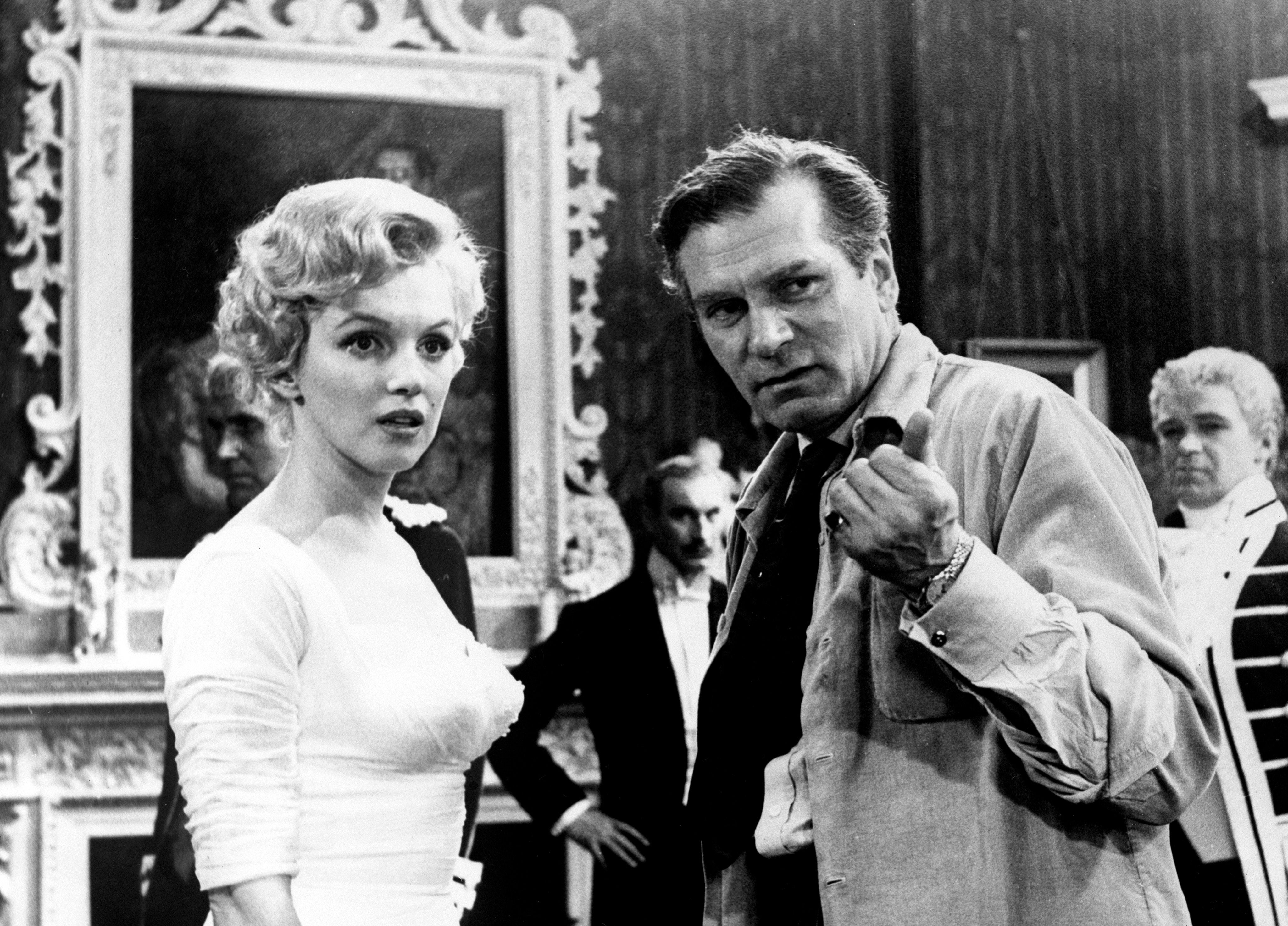 Marilyn Monroe being directed by Laurence Olivier on the set of ‘The Sleeping Prince’ in 1956