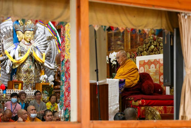 <p>Tibetan spiritual leader Dalai Lama teaches at Namgyal Monastery in McLeod Ganj near Dharamsala</p>