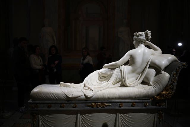 <p>The statue Paolina Borghese as Venus Victorious, the goddess of love at the Galleria Borghese museum in Rome</p>