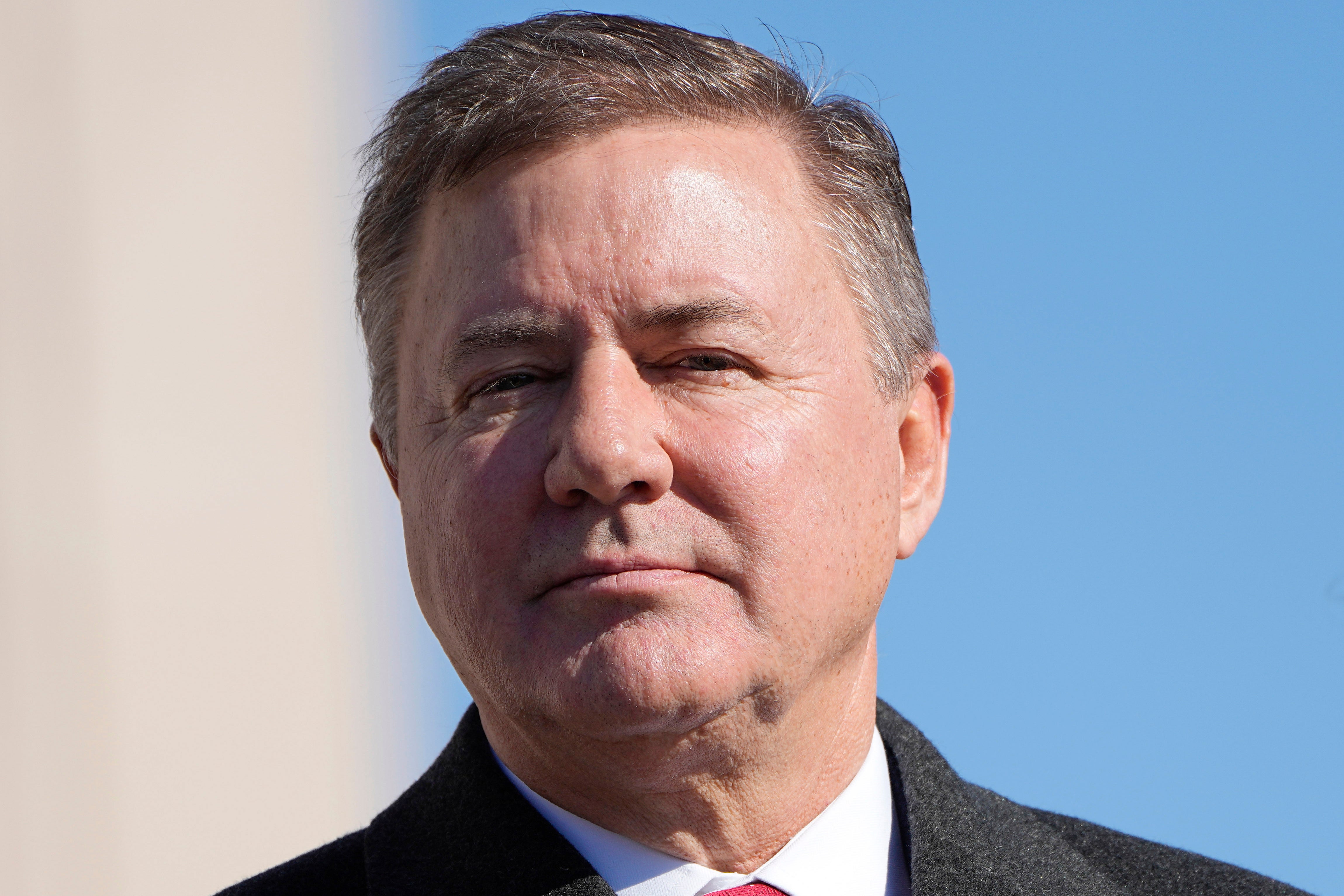 Oklahoma Attorney General Gentner Drummond stands during the playing of the national anthem at the inauguration ceremonies, Jan. 9, 2023, in Oklahoma City