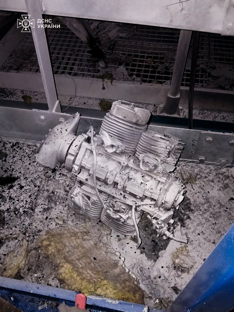 Ukraine claims the picture shows the engine of a Russian drone found at the site of the explosion