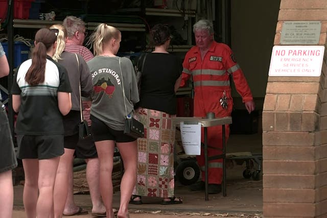 <p>Local residents getting sandbags in the town of Port Hedland, ahead of the arrival of category five Cyclone Zelia</p>