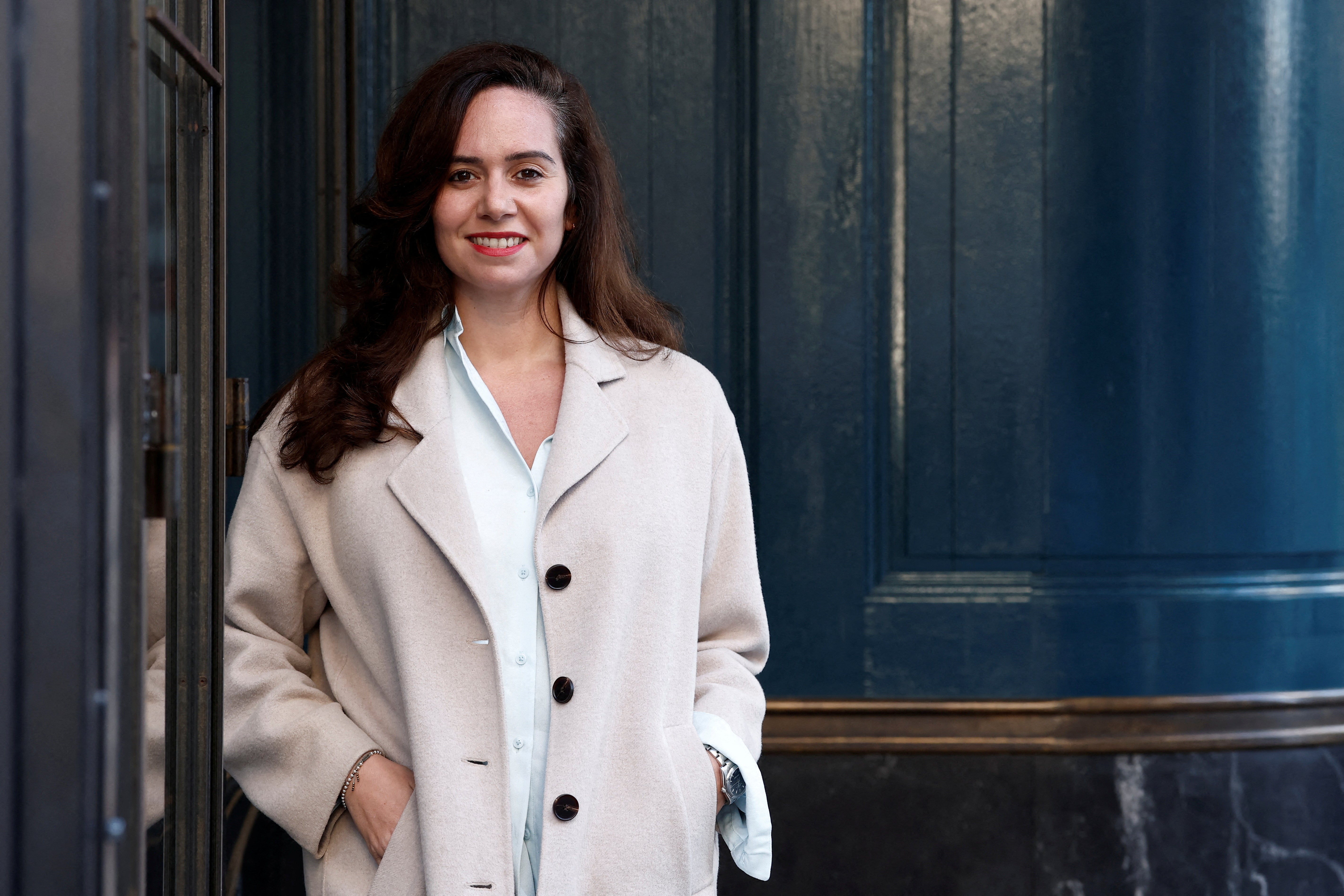 Sarah Knafo, MEP in the European Parliament for French far-right party 'Reconquete!’, poses for a picture after an interview in Paris, France, February 3, 2025