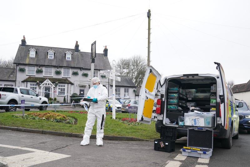 Woman shot dead in Valentine’s Day pub attack named by police as hunt for gunman continues