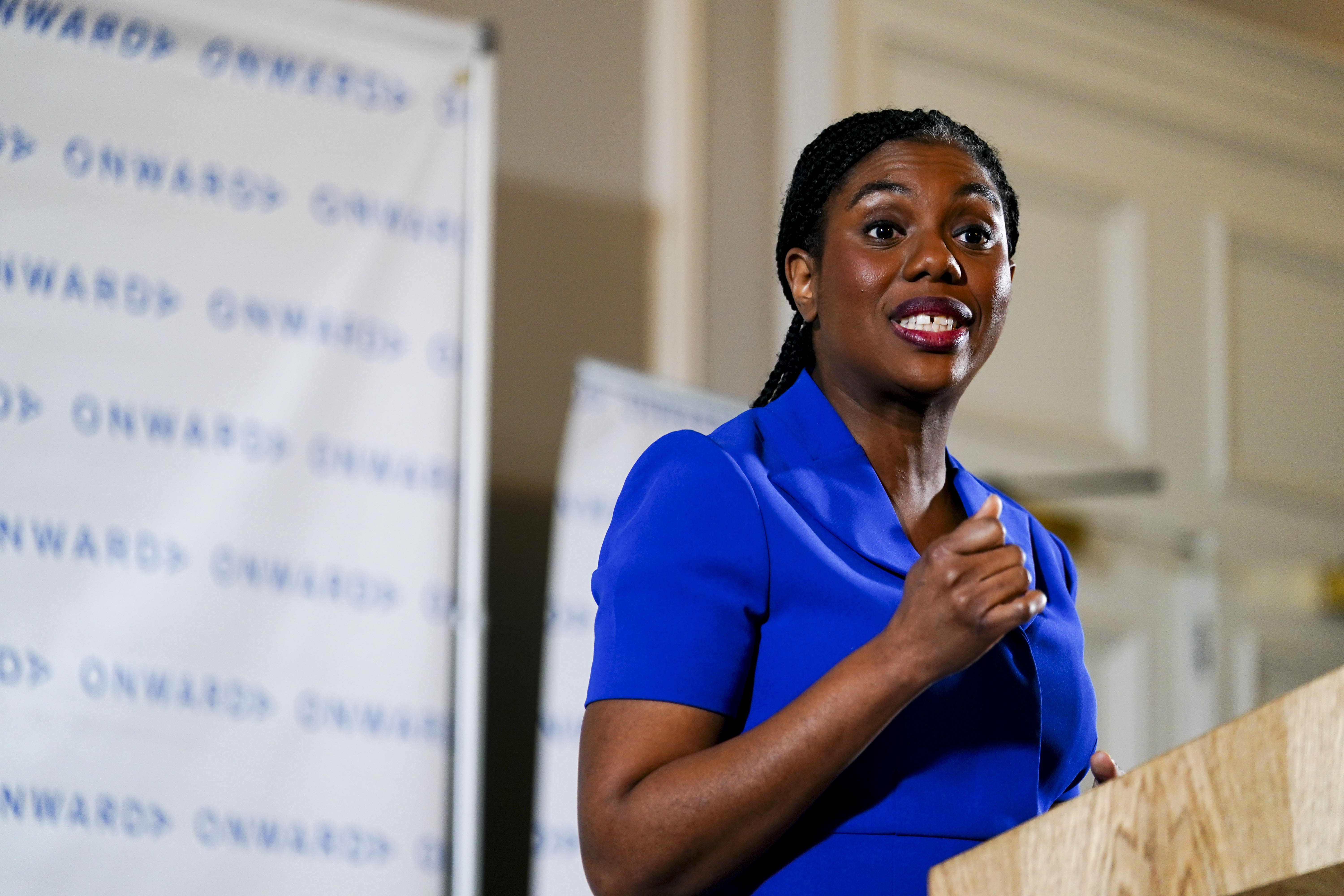 Kemi Badenoch giving a speech at the Institute of Directors, London (PA)