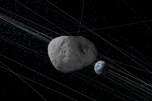 <p>Asteroid 2024 YR4 in 2032 as visualised by NASA’s Eyes on Asteroids platform</p>