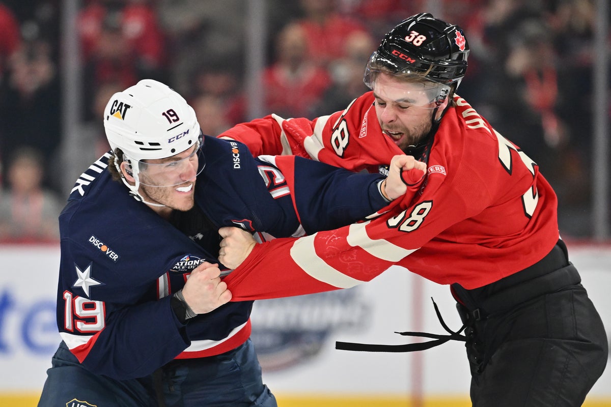 USA Vs Canada Ice Hockey Match Descends Into Chaos With Three Fights In usa-vs-canada-ice-hockey-match-descends-into-chaos-with-three-fights-in