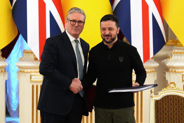 <p>Keir Starmer with Ukrainian leader Volodymyr Zelensky, who said that Ukraine has not been invited to talks between Russia and the US and will not accept the outcome if it is not involved</p>