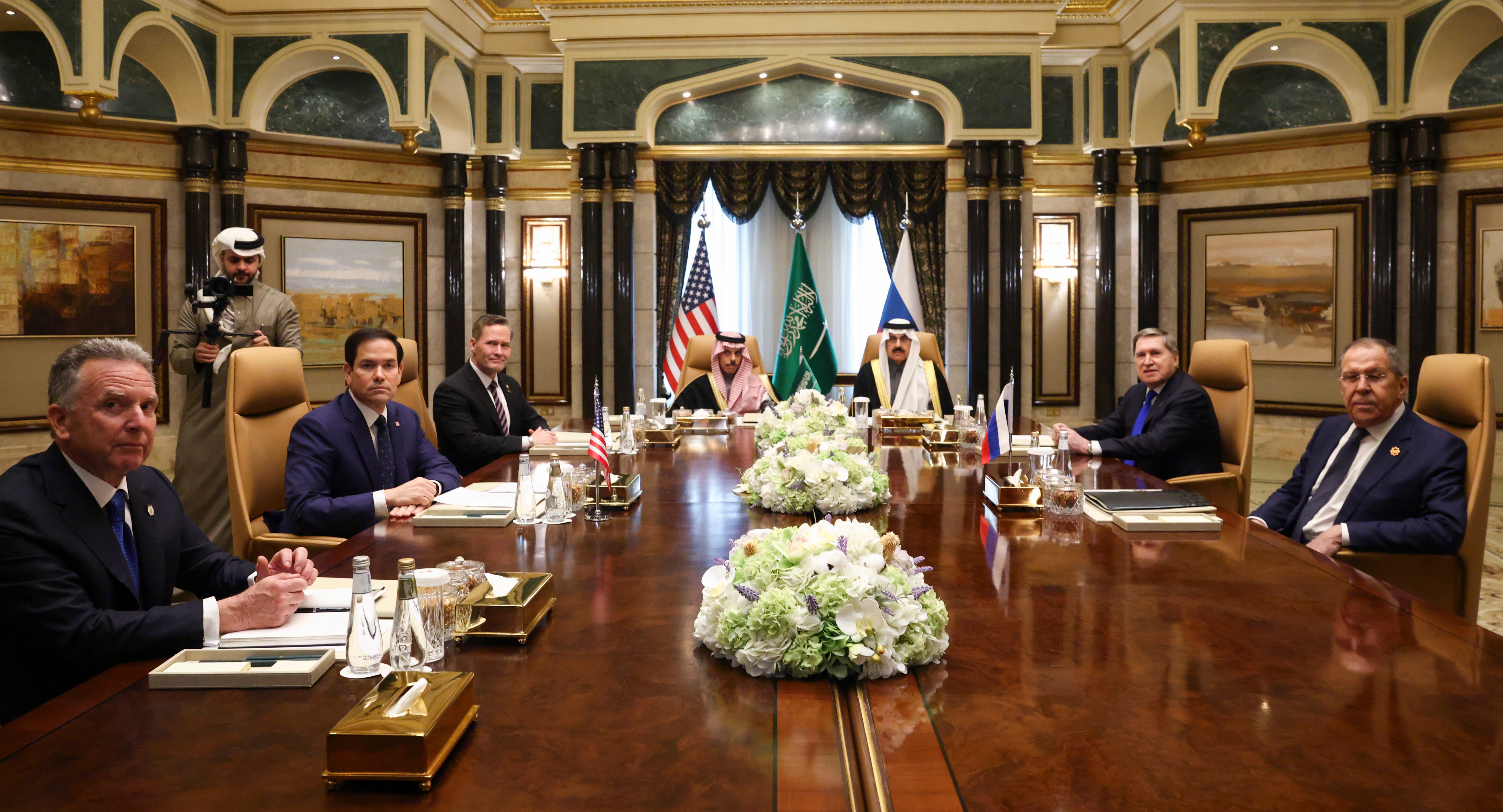 US and Russian officials are meeting in Saudi Arabia for talks on ending the war in Ukraine, but Ukrainian officials have not been invited (Evelyn Hockstein/Pool Photo via AP)