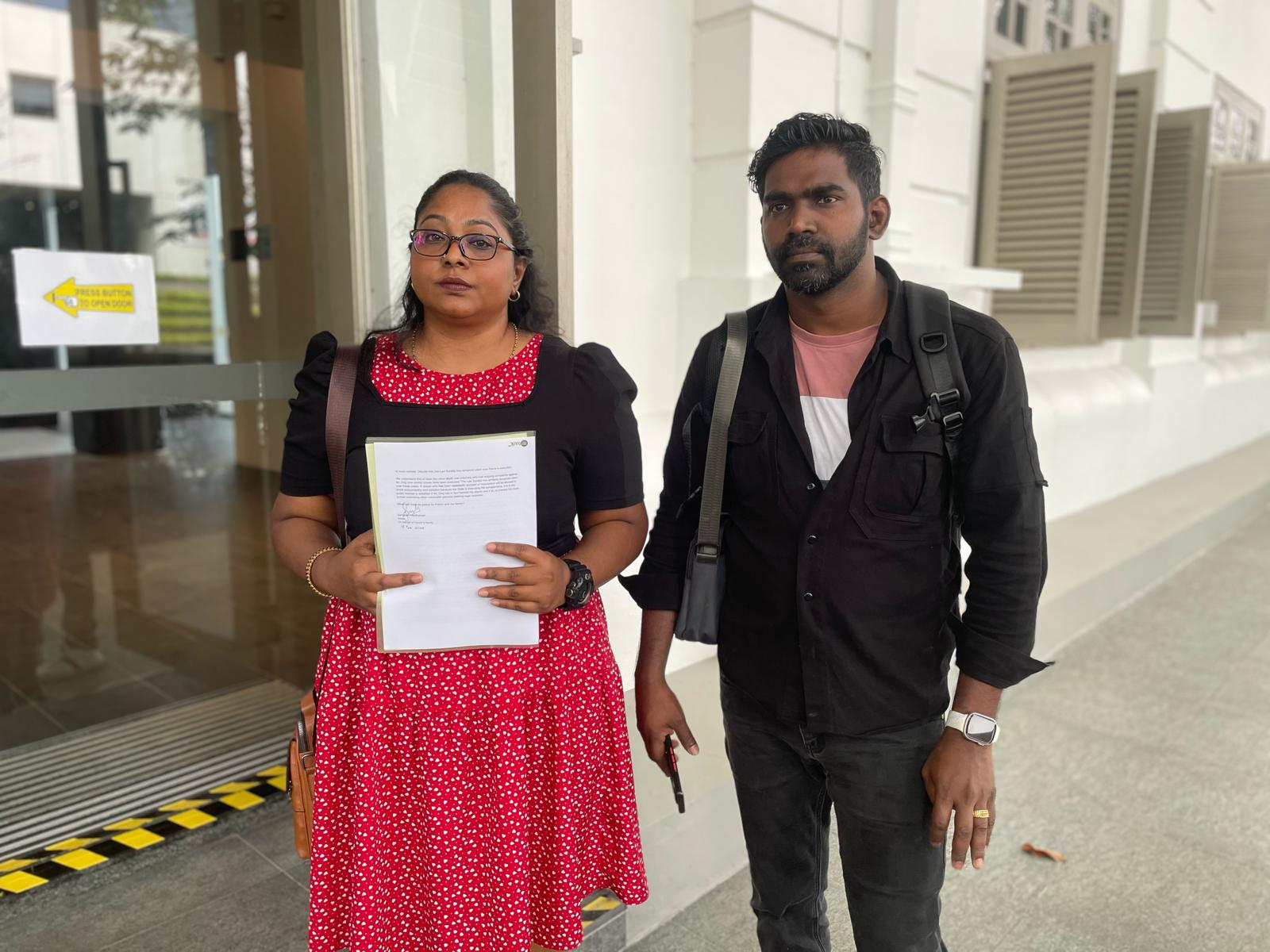 Pannir Selvam Pranthaman’s sister and brother at the Singapore Law Society