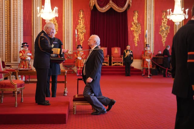 Sir John Rutter was honoured by the King for services to music (Jordan Pettitt/PA)
