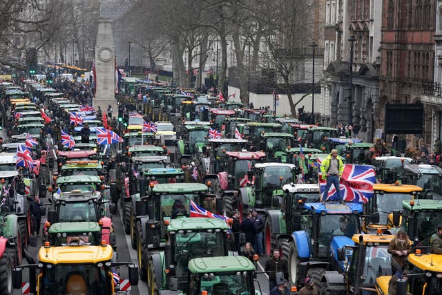 Farmers in their tractors protested in Whitehall, London, against changes to inheritance tax rules (Gareth Fuller/PA)