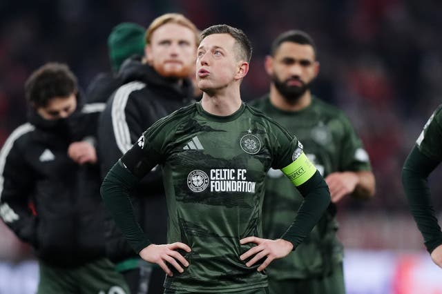 <p>A disappointed Callum McGregor of Celtic</p>