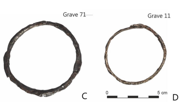 <p>Bracelet and ankle ring unearthed from Polish early Iron Age archaeological site</p>